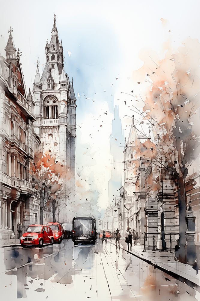 European city streetscape.  (AI Generated)